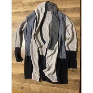 Tribal Sweater, Women's Size Large, Gray Blue Black, Open Cardigan